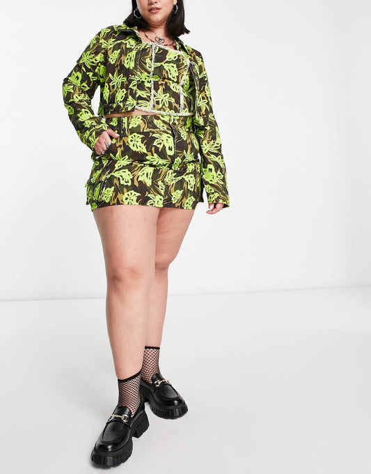 COLLUSION Plus twill mini skirt in camo print co-ord