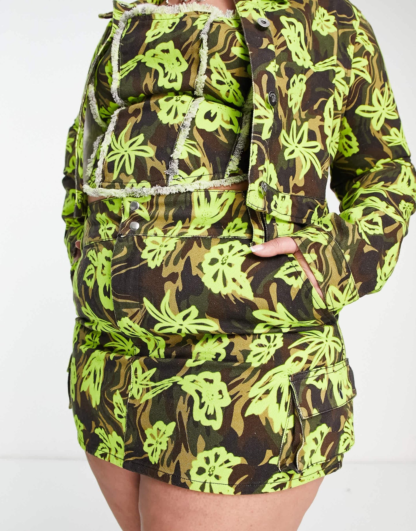 COLLUSION Plus twill mini skirt in camo print co-ord