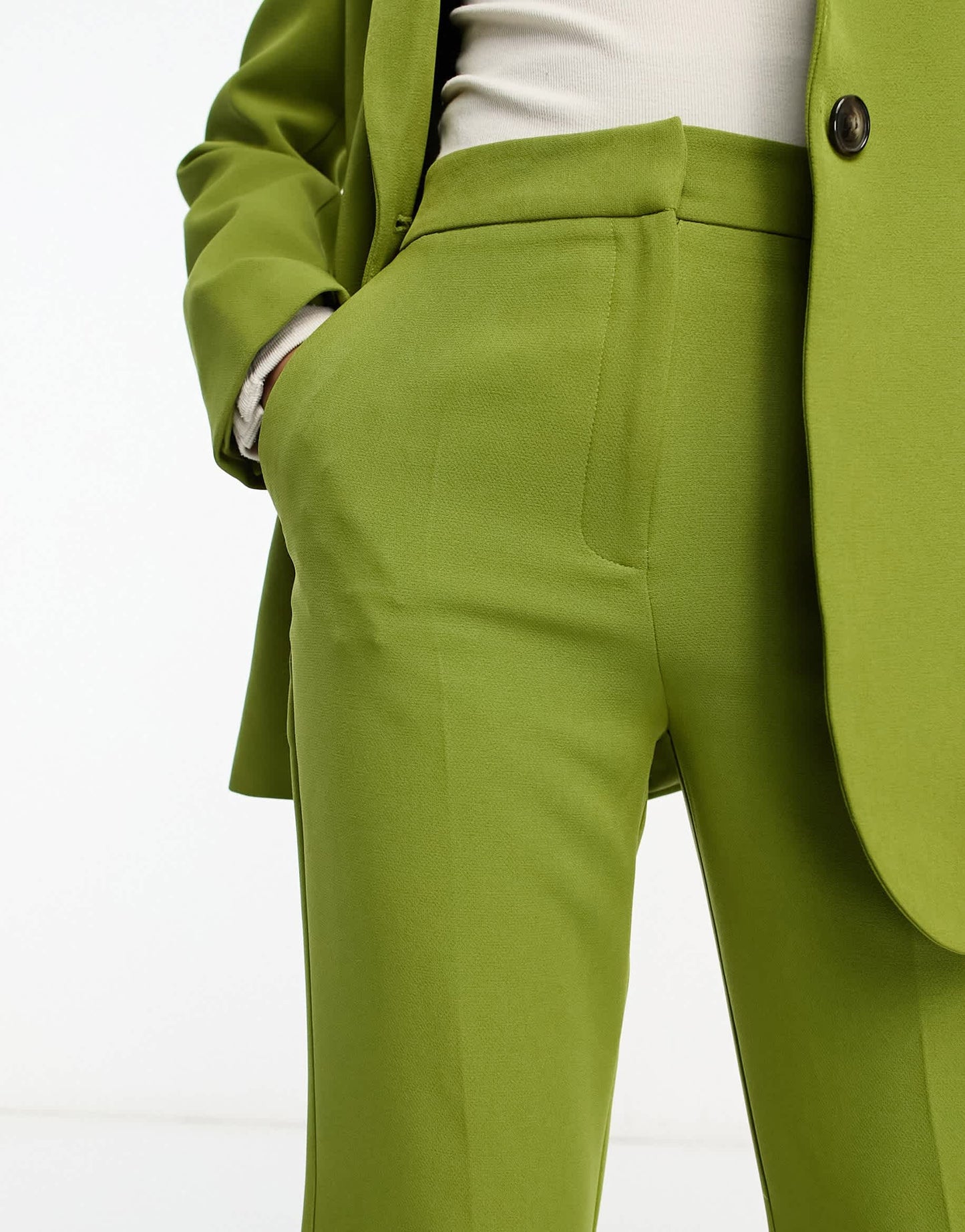 ASOS DESIGN flare suit trouser in moss