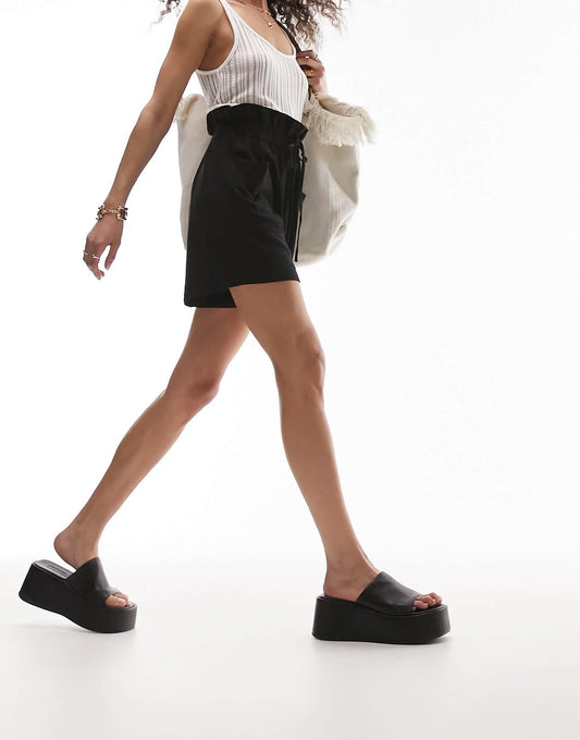 Topshop high waisted lightweight short in black