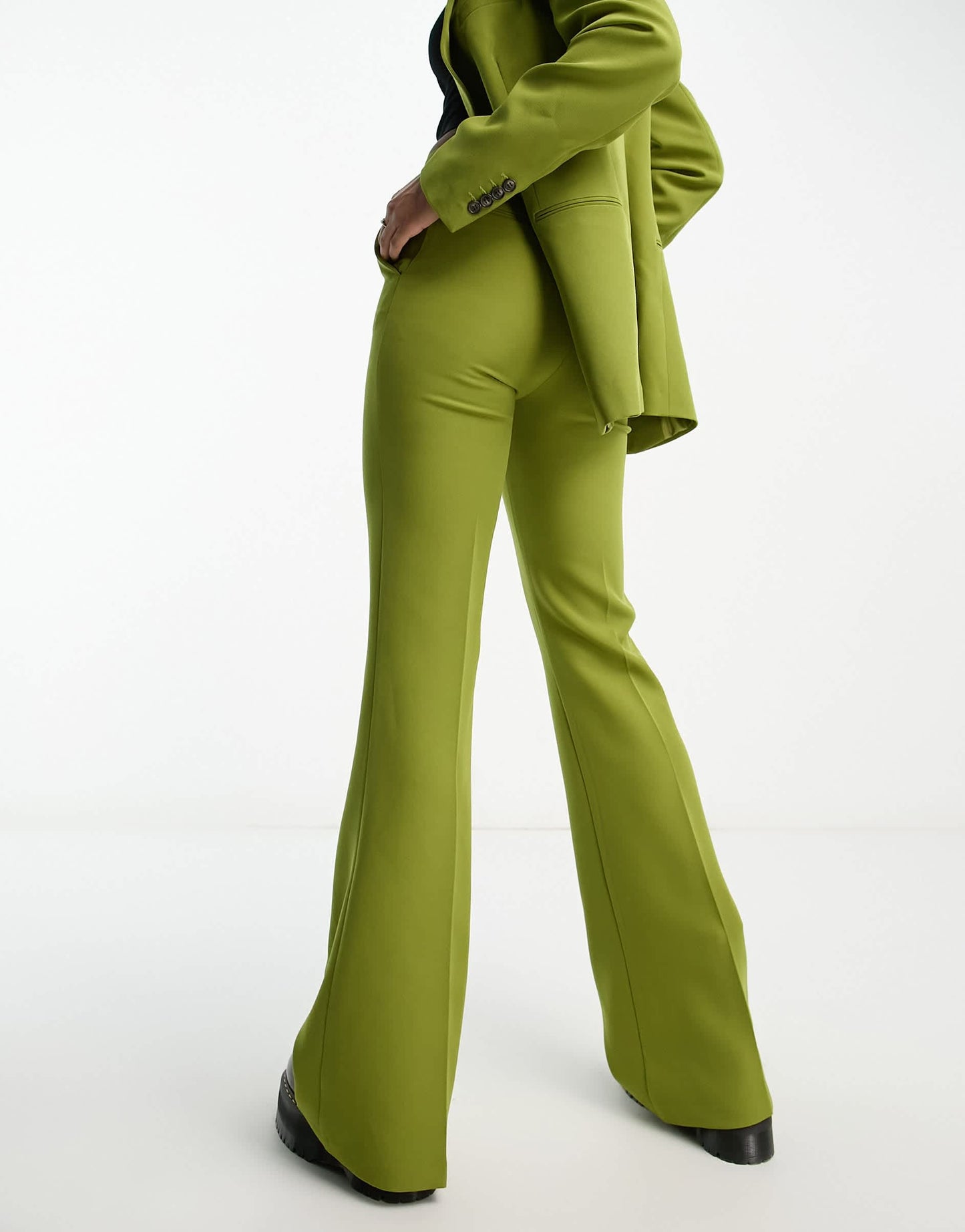 ASOS DESIGN Tall flare suit trouser in moss