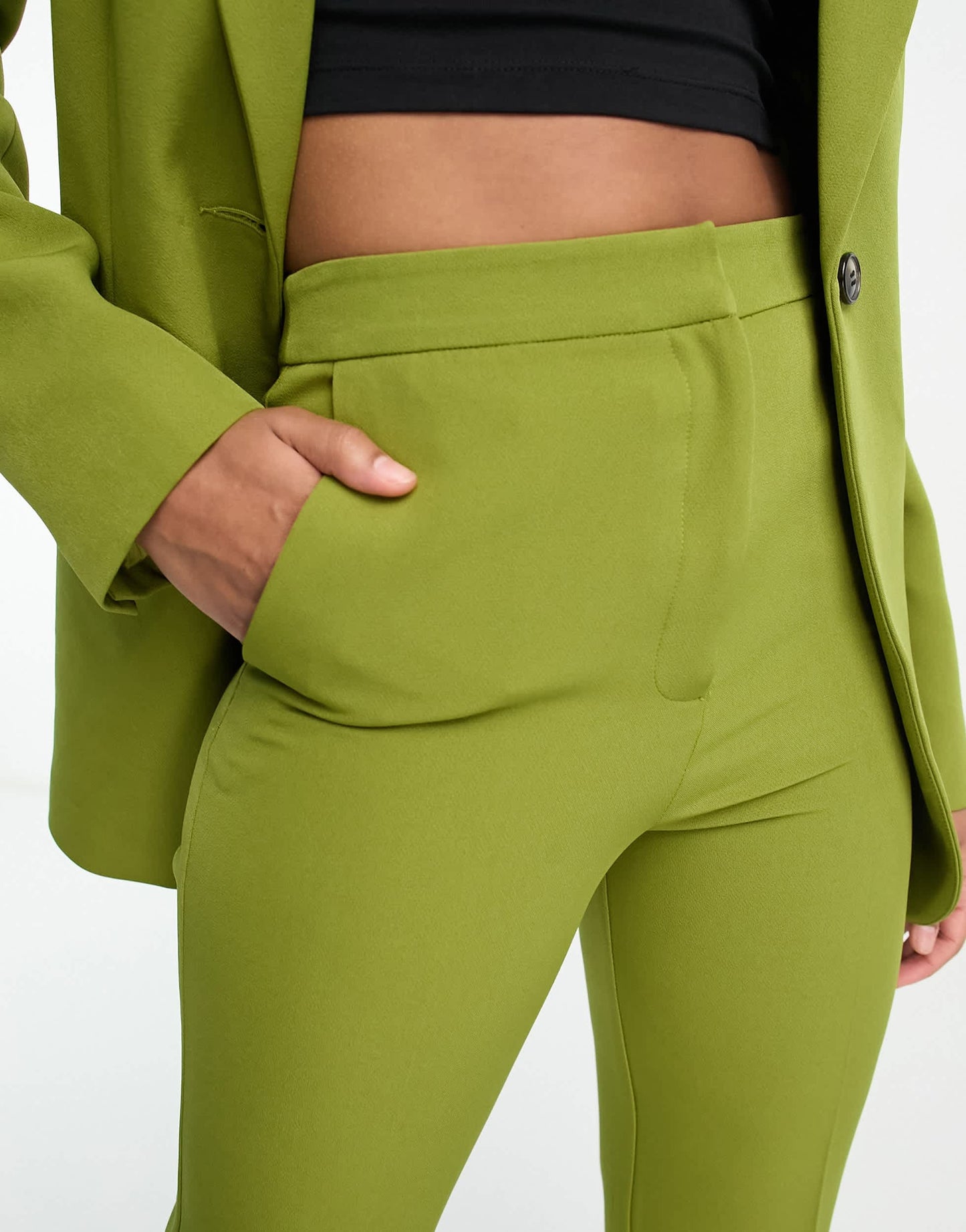 ASOS DESIGN Tall flare suit trouser in moss