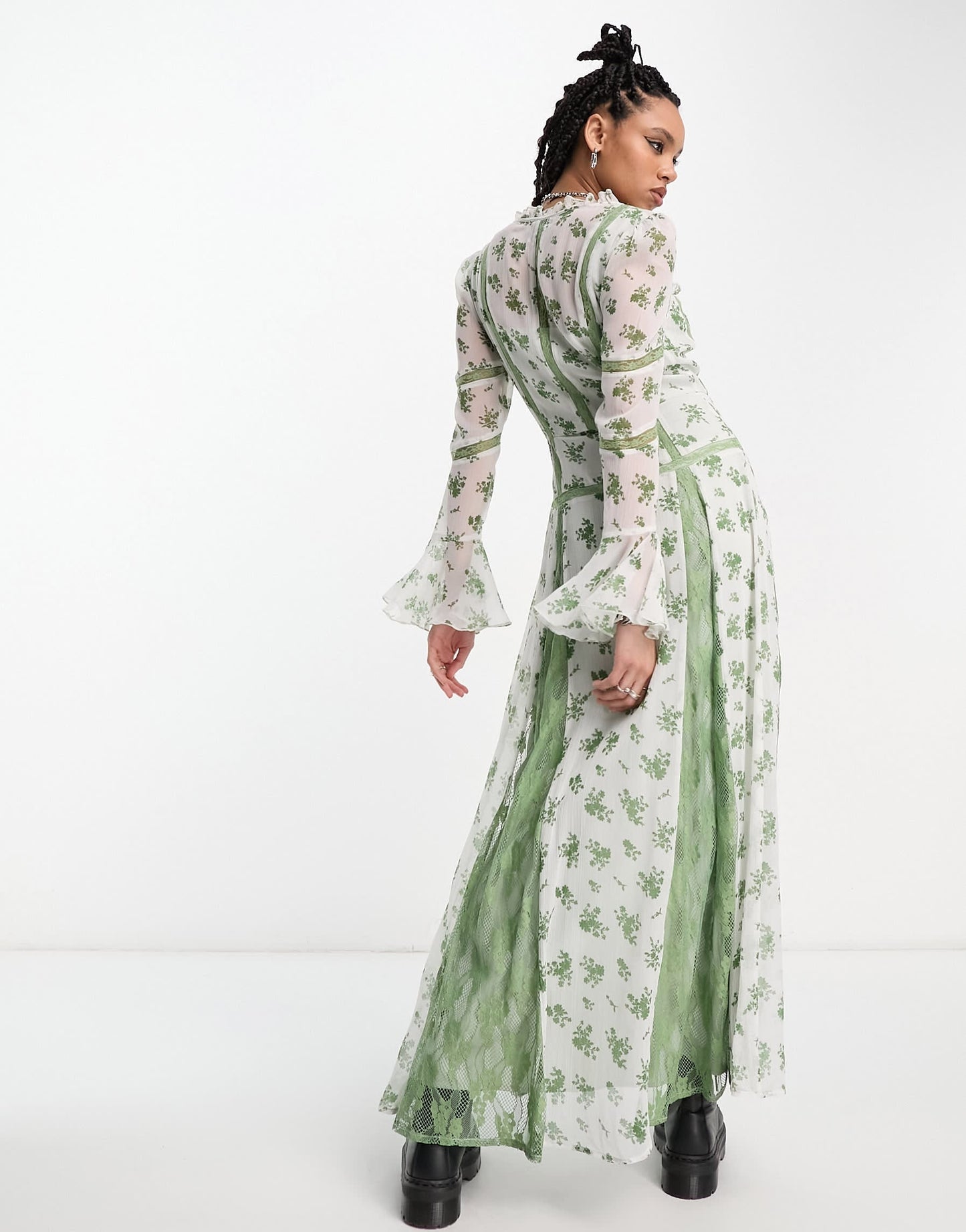 Reclaimed Vintage button front maxi tea dress in floral print