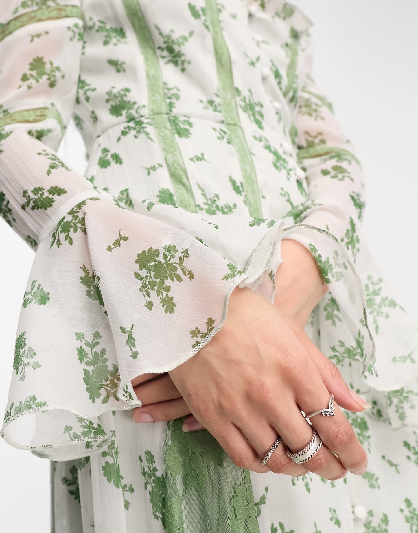 Reclaimed Vintage button front maxi tea dress in floral print