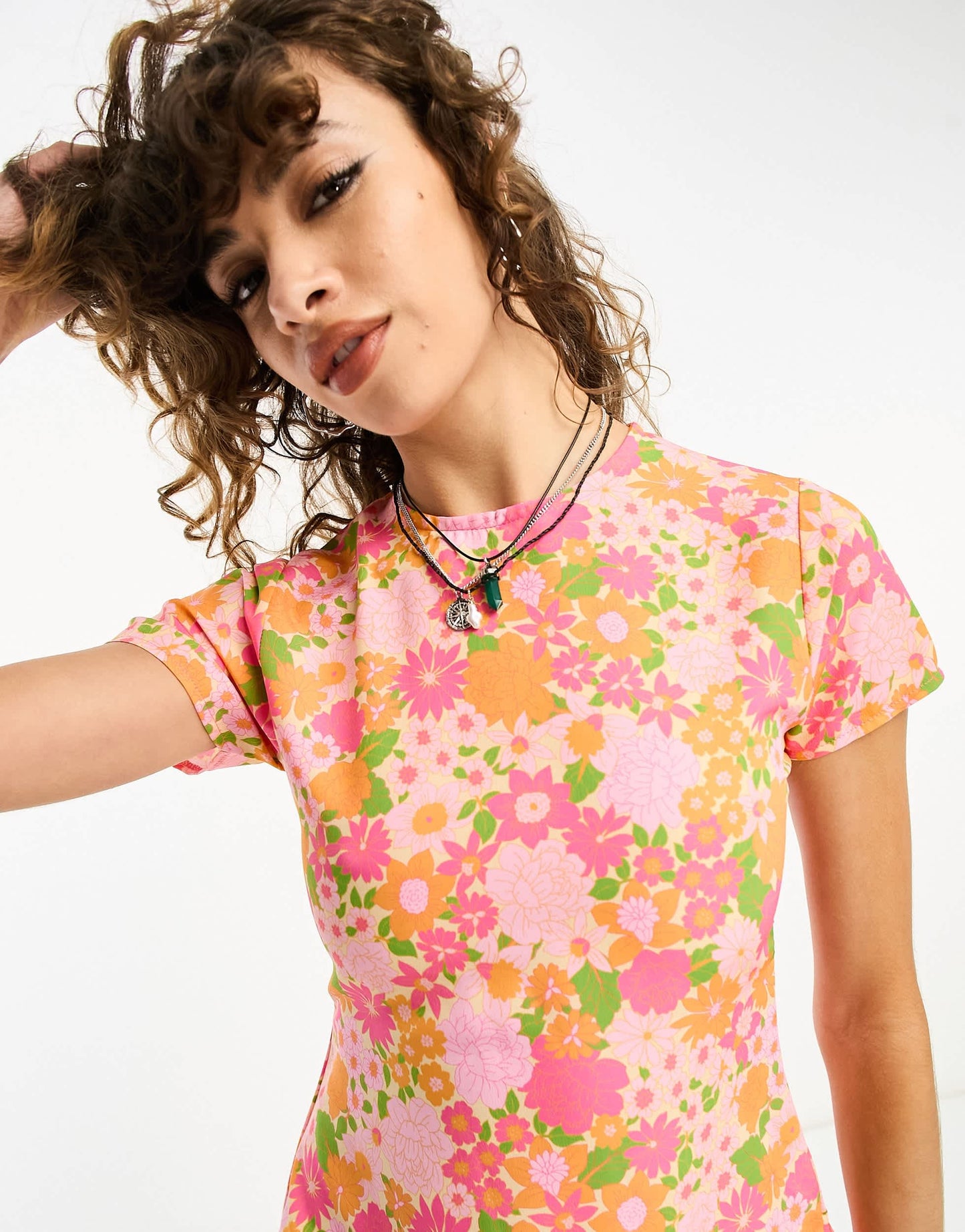 Reclaimed Vintage inspired tea dress in 70s floral