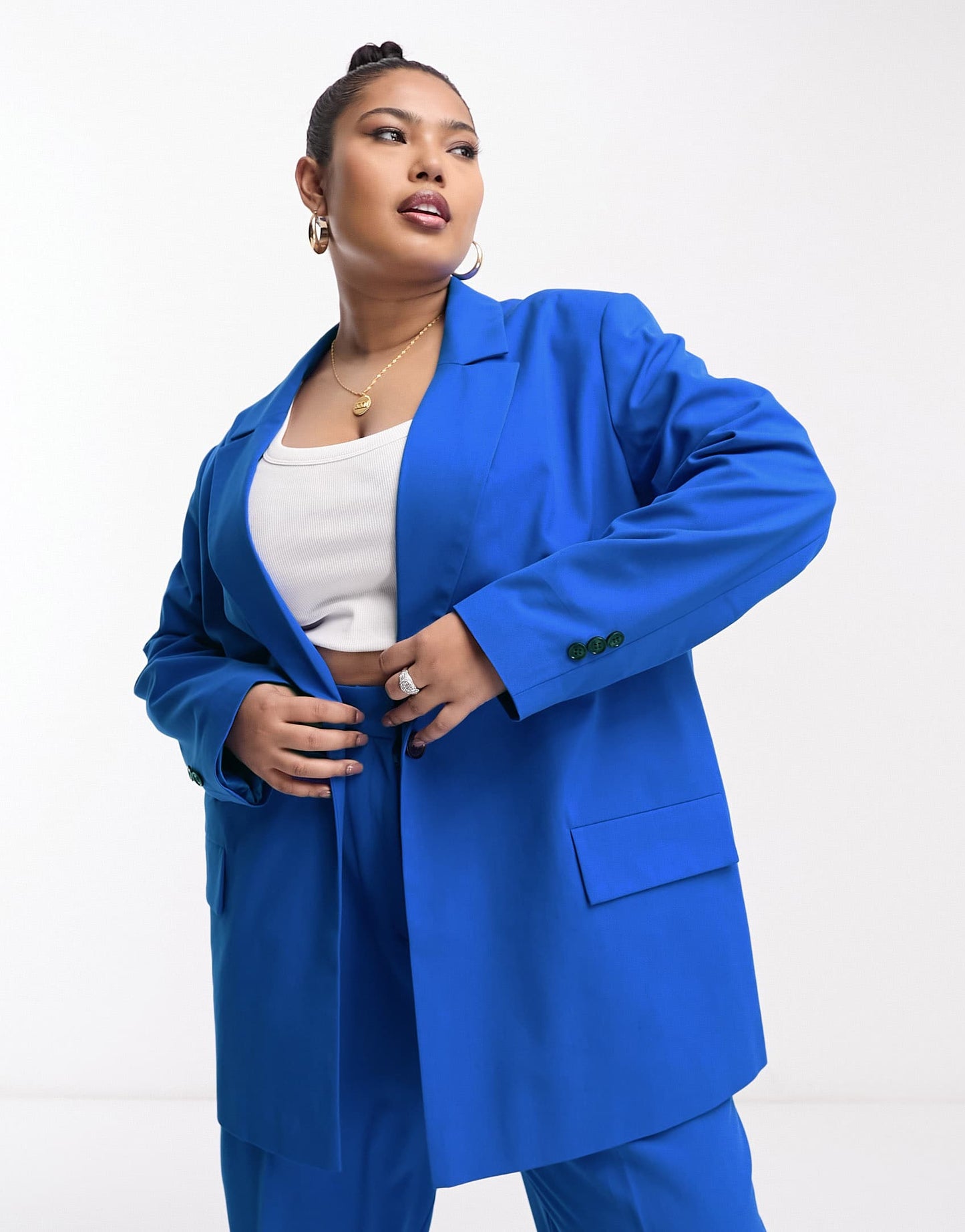 ASOS DESIGN Curve oversized suit blazer in electric blue