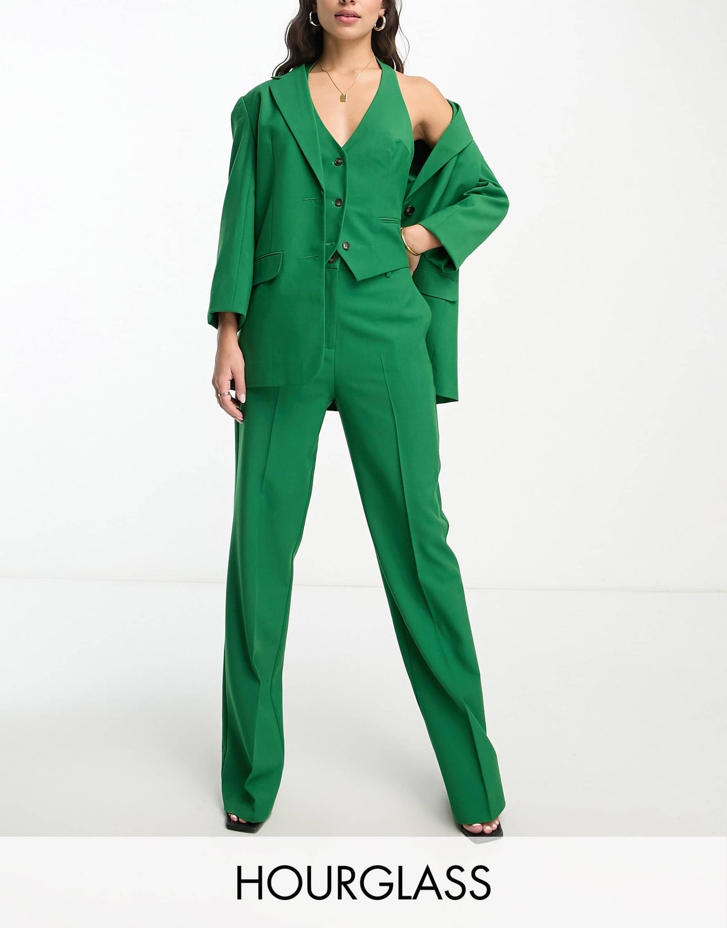ASOS DESIGN Hourglass Mix & Match slim straight suit trousers in green