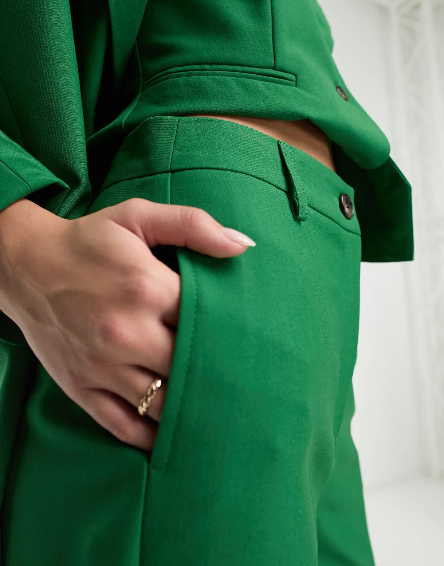 ASOS DESIGN Hourglass Mix & Match slim straight suit trousers in green
