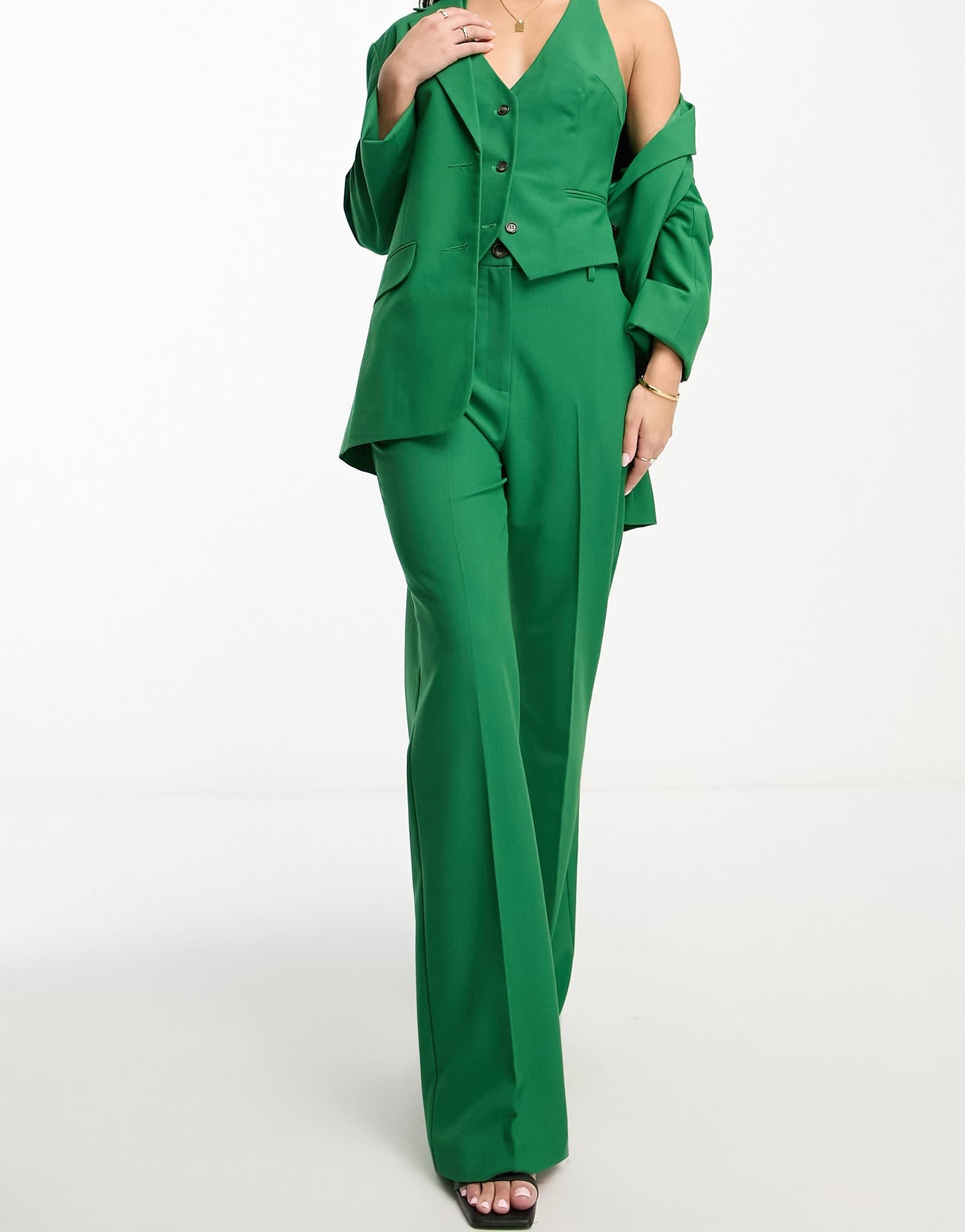 ASOS DESIGN Hourglass Mix & Match slim straight suit trousers in green