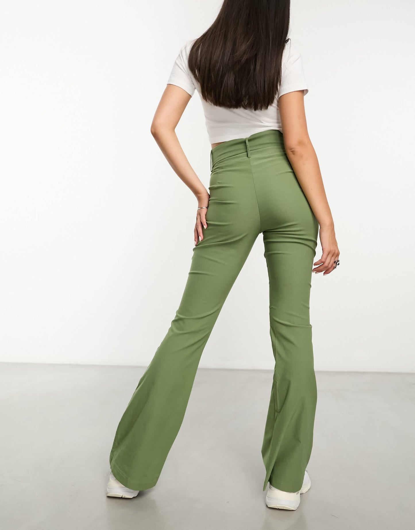 Daisy Street high waisted bengaline trousers with belt in sage co-ord