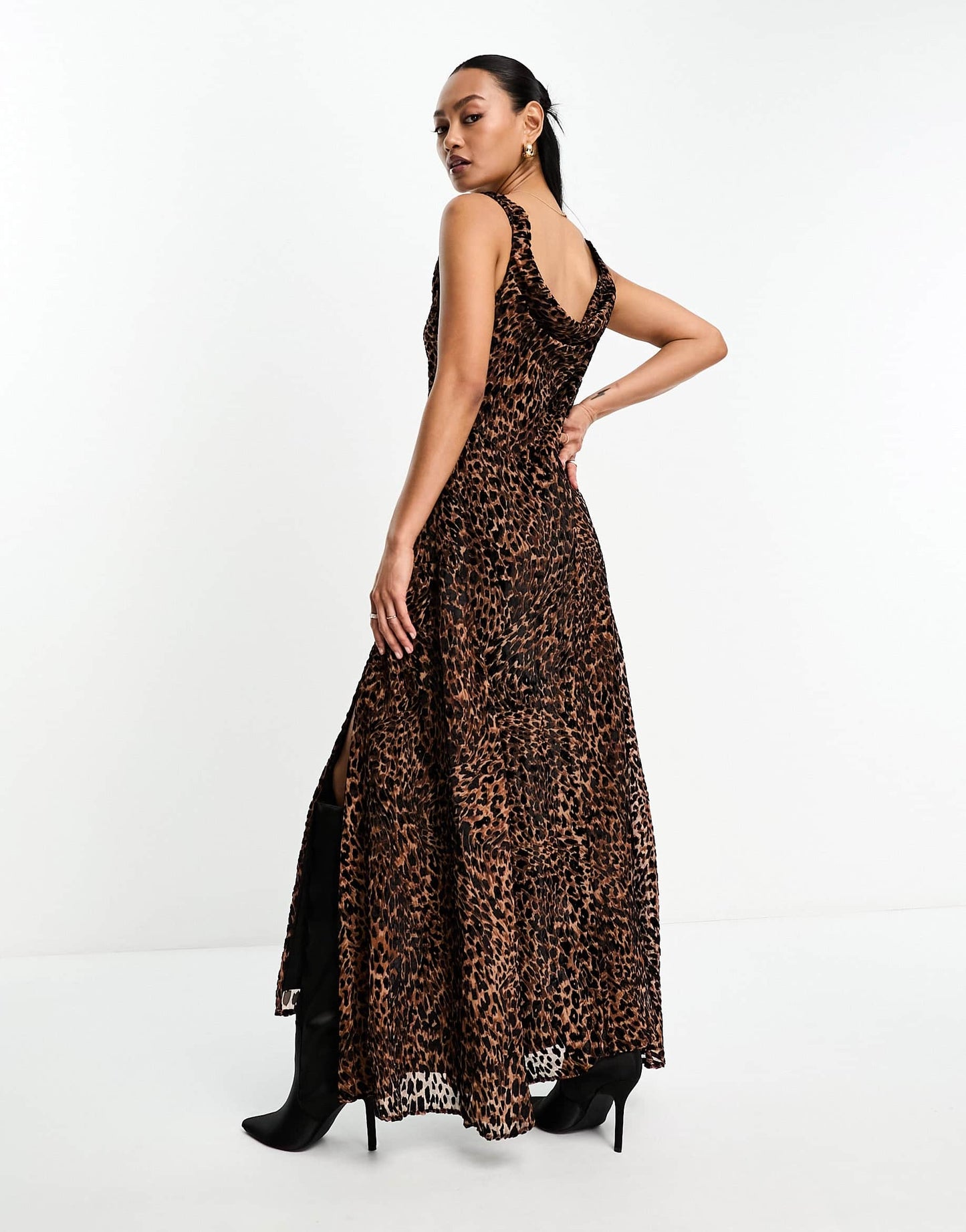 ASOS DESIGN devore midi slip dress in animal print