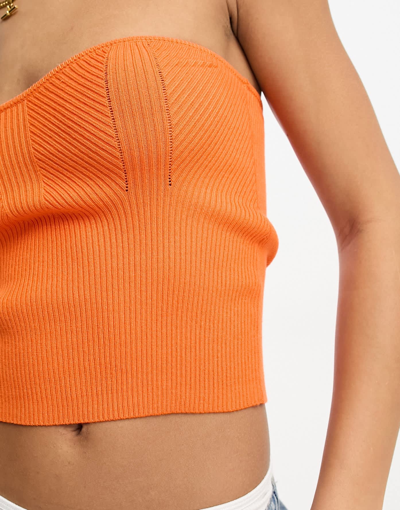 Miss Selfridge knit rib bandeau in orange