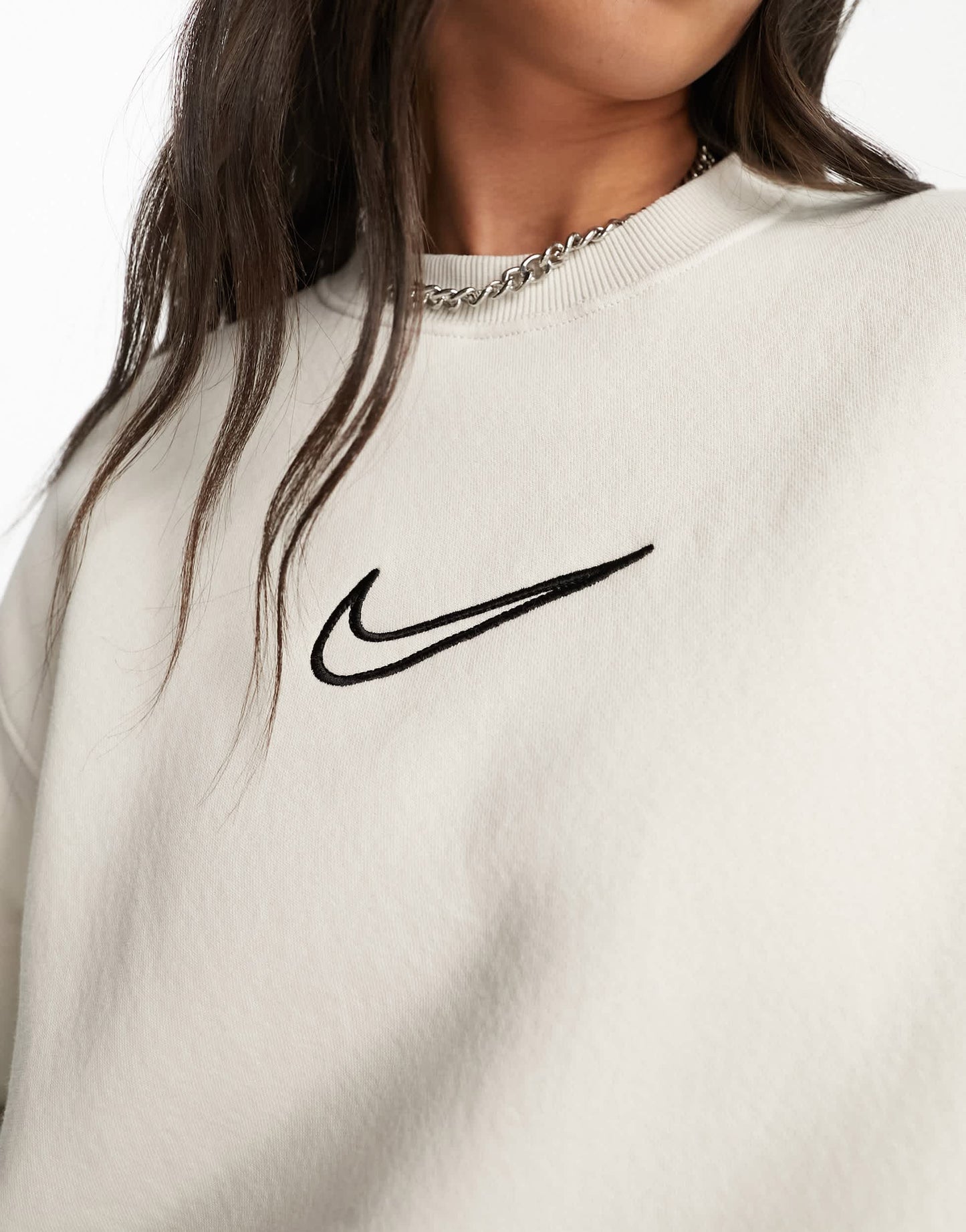 Nike Midi Swoosh phoenix fleece sweatshirt in light orewood brown