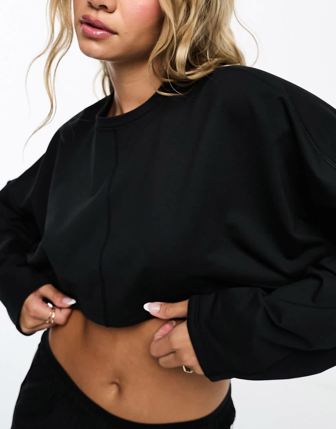 adidas Training Yoga cropped sweatshirt in black