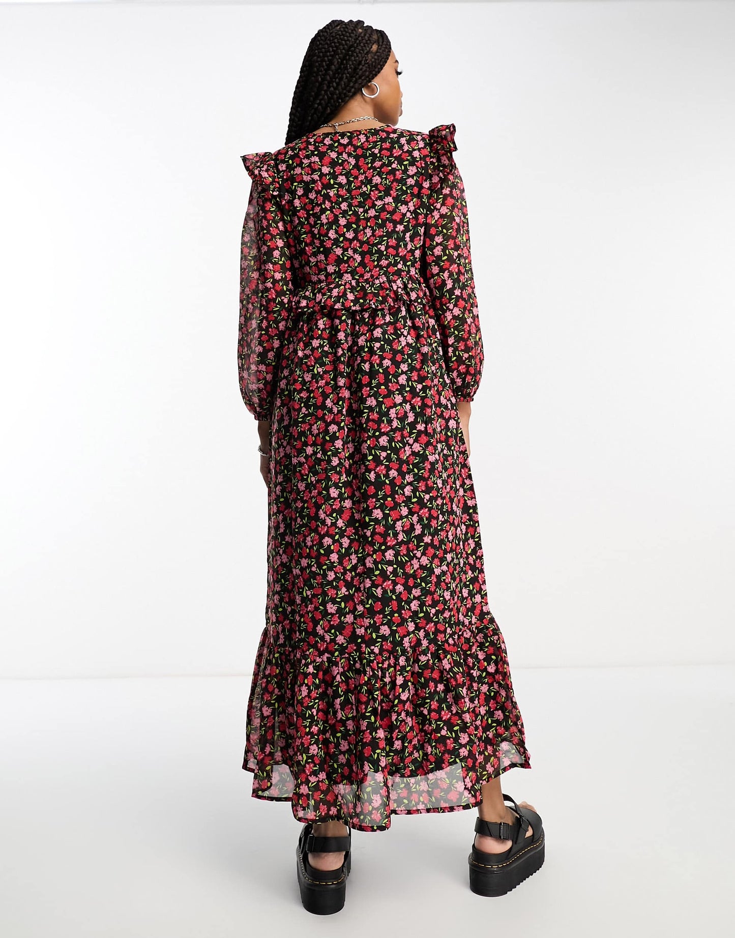 Violet Romance Tall tiered midi dress in floral print
