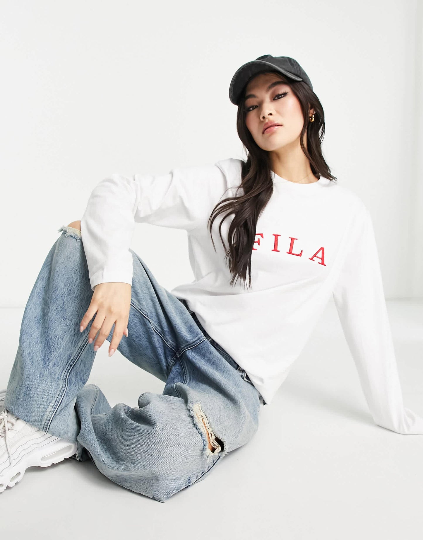 Fila long sleeve t-shirt with varsity logo in white
