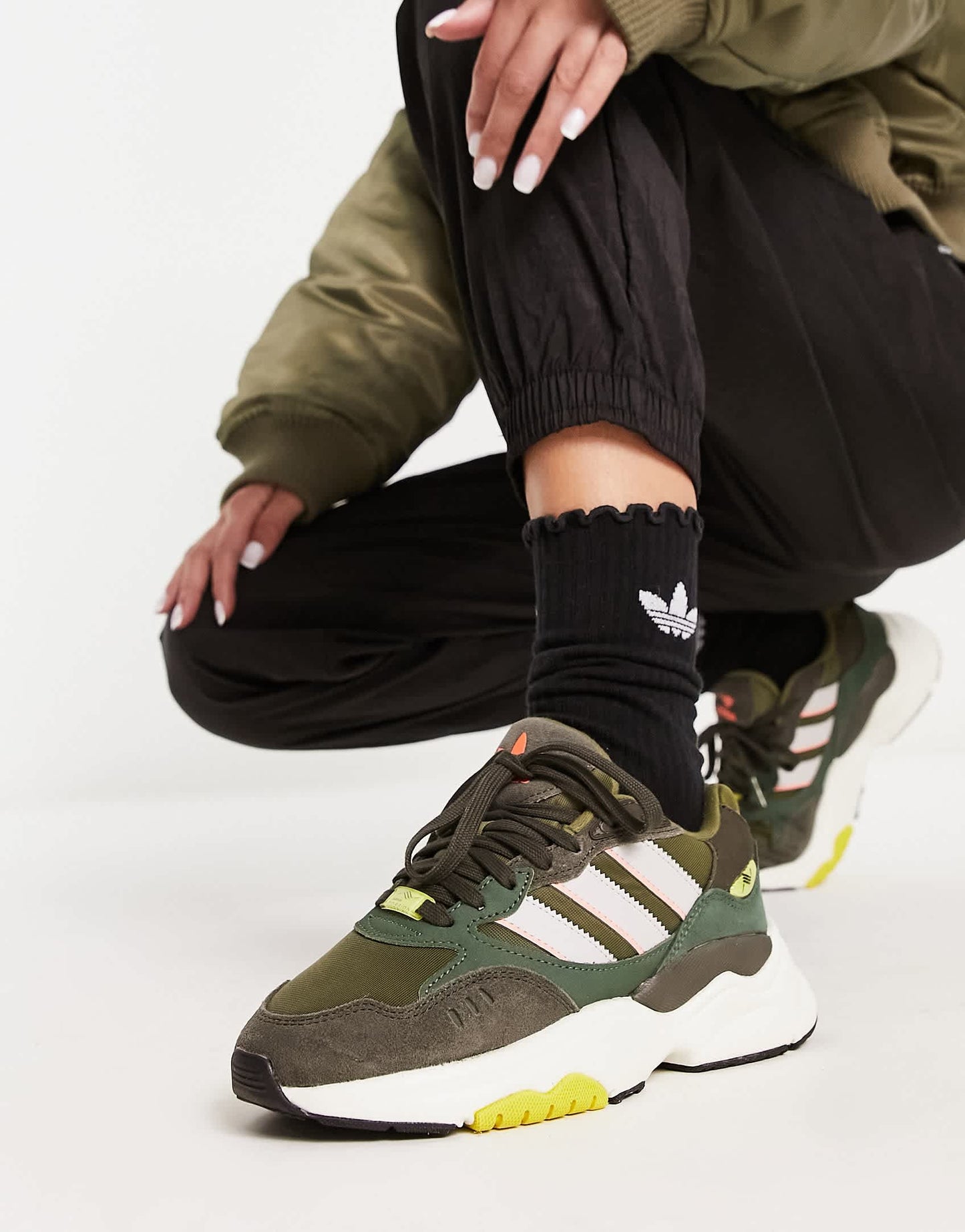 adidas Originals Retropy F3 trainers in khaki