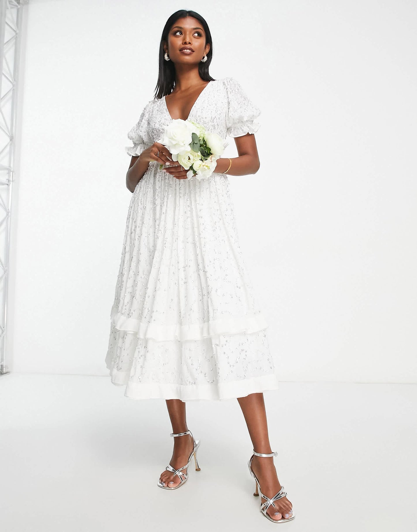 Maya bridal puff sleeve bridal dress in ivory