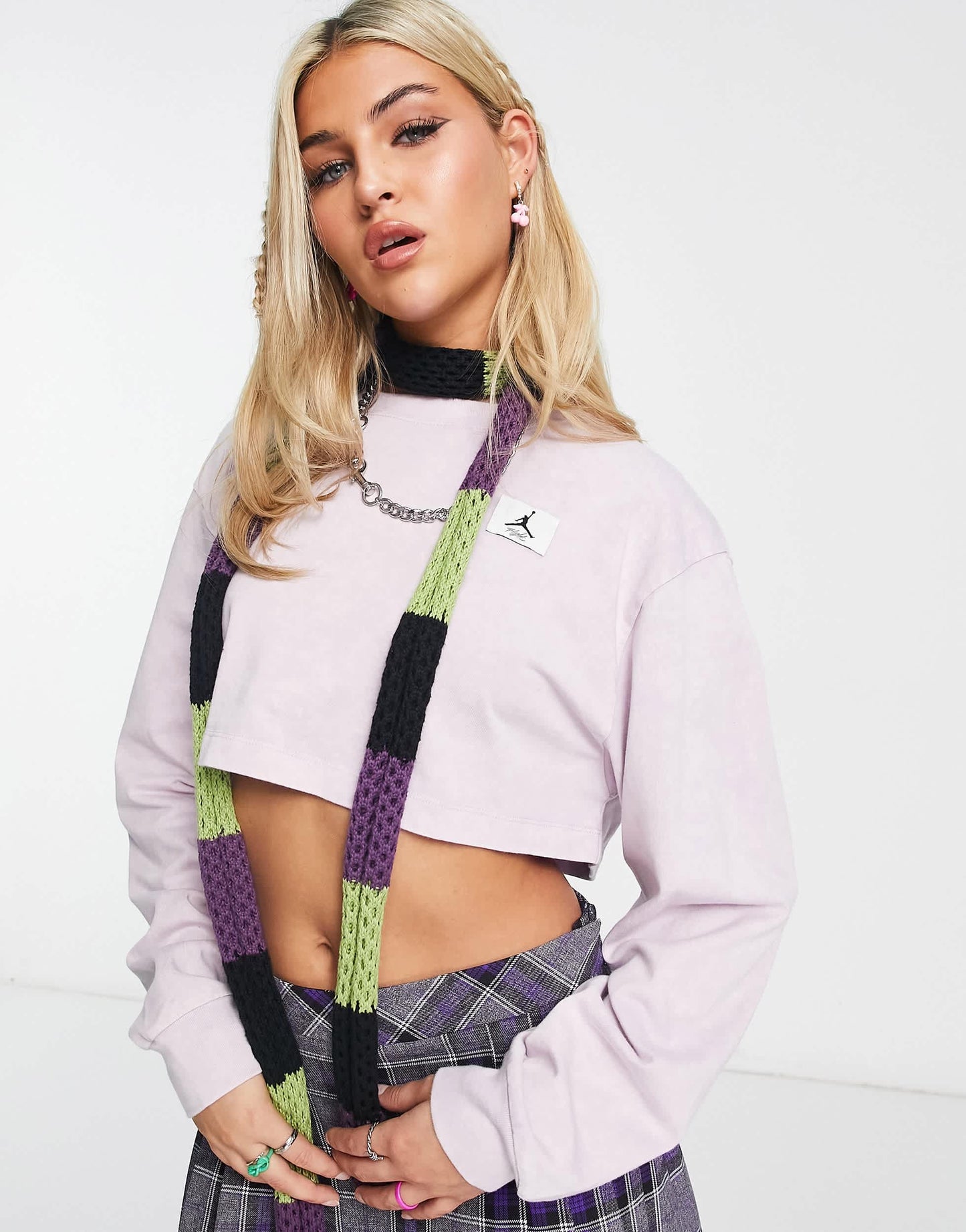 Jordan Flight crop long sleeve top in washed lilac