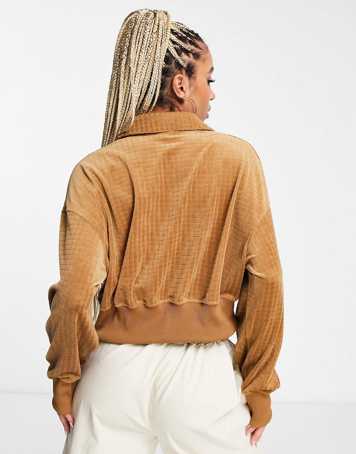 Nike Velour polo top in ale brown