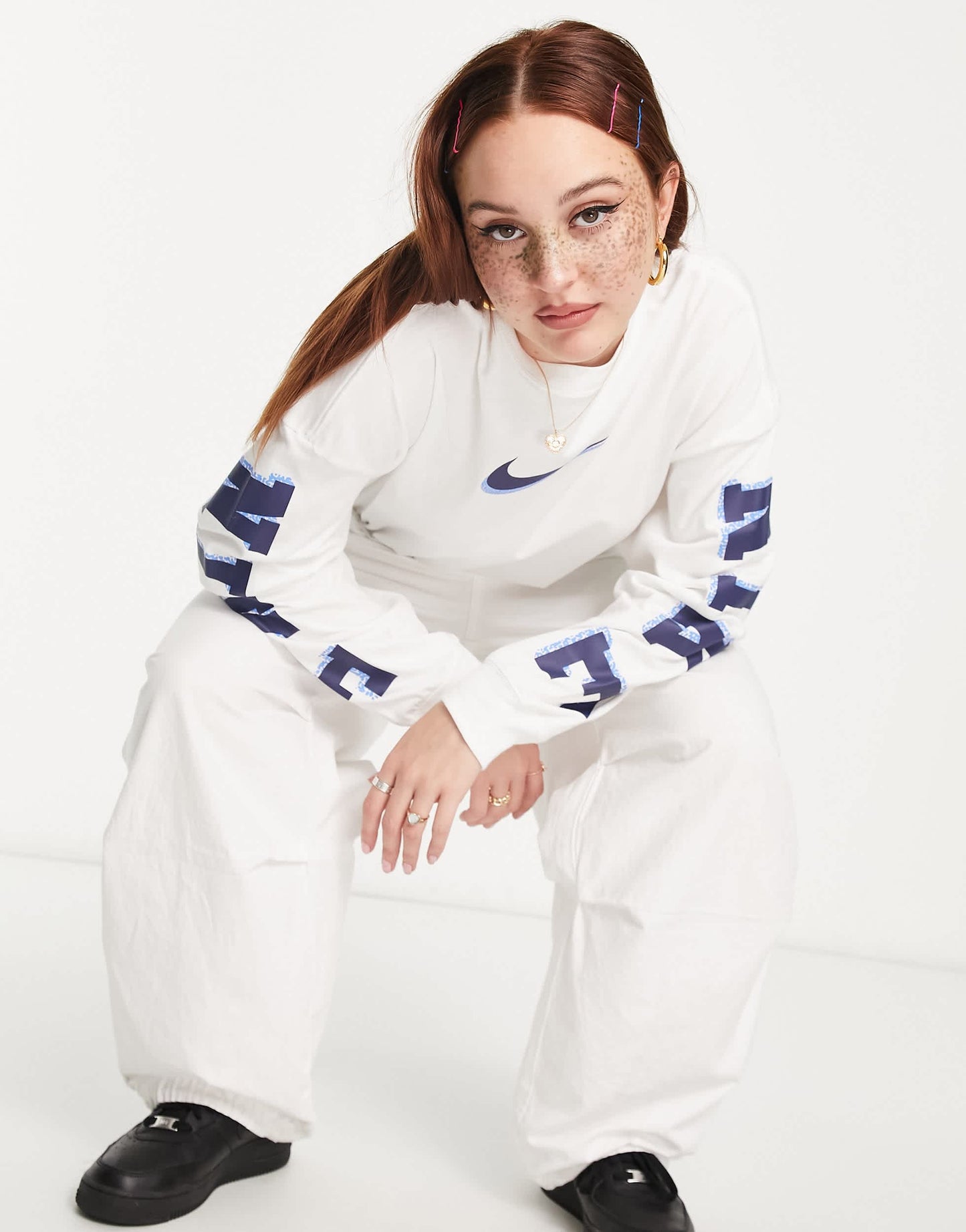 Nike Sportswear graphic long sleeve t-shirt in white
