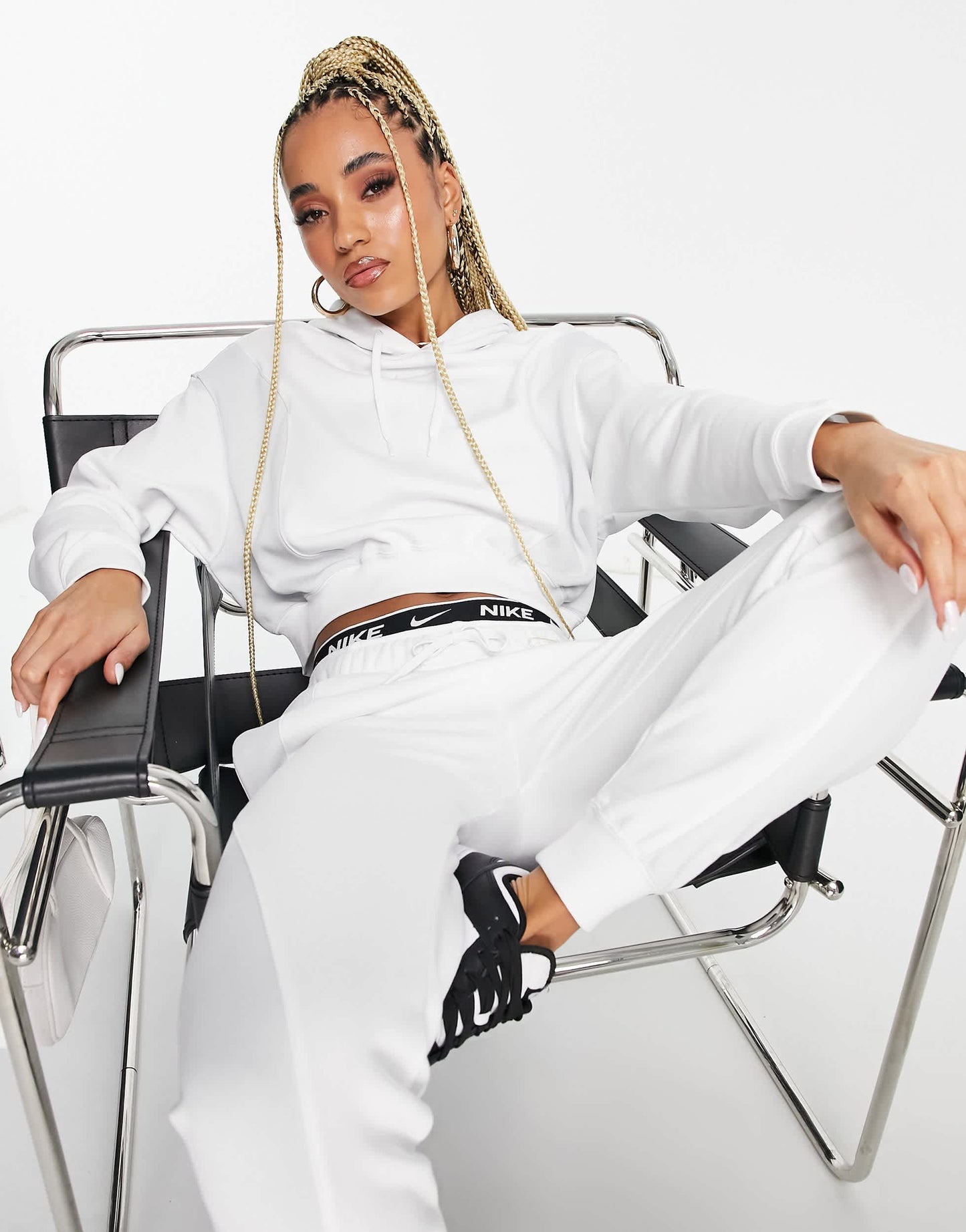 Nike Air crop fleece hoodie in white