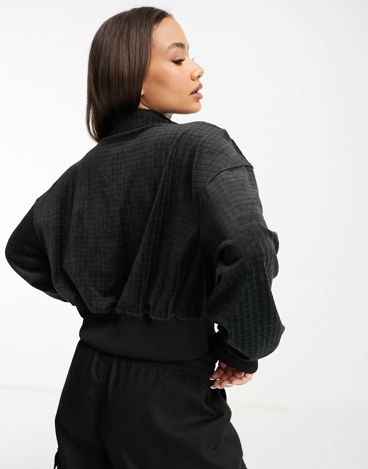 Nike Velour polo top in black