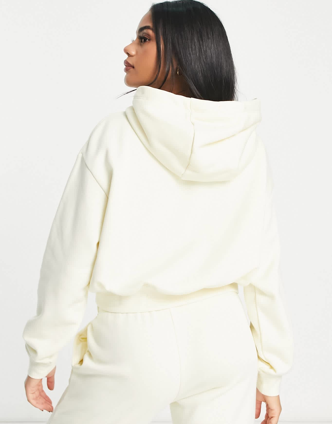 Nike Club fleece graphic crop hoodie in cream - CREAM
