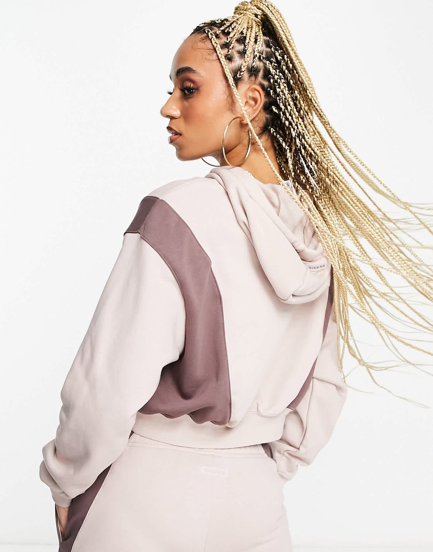 Nike Air crop fleece hoodie in fossil stone