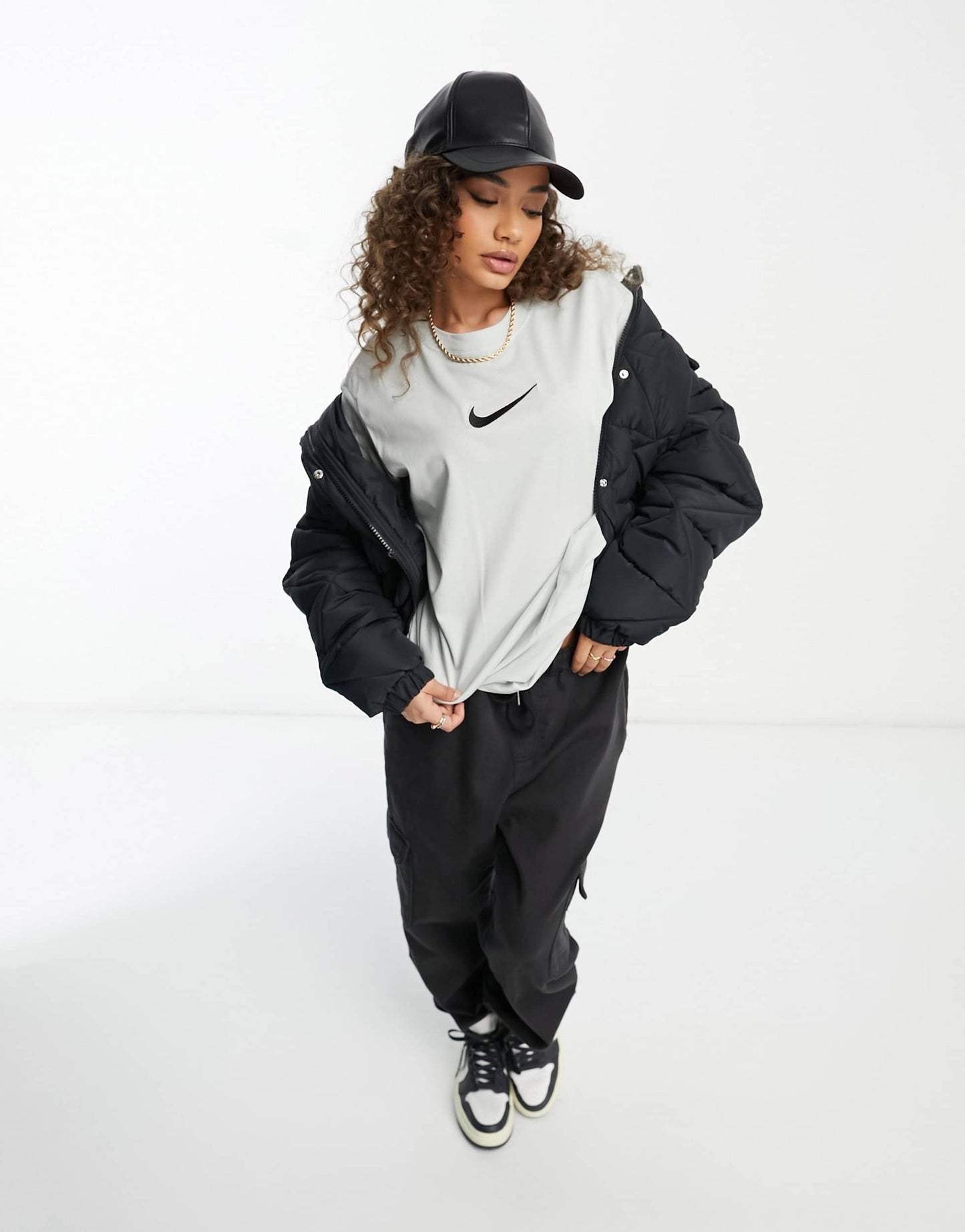 Nike Midi Swoosh t-shirt in silver