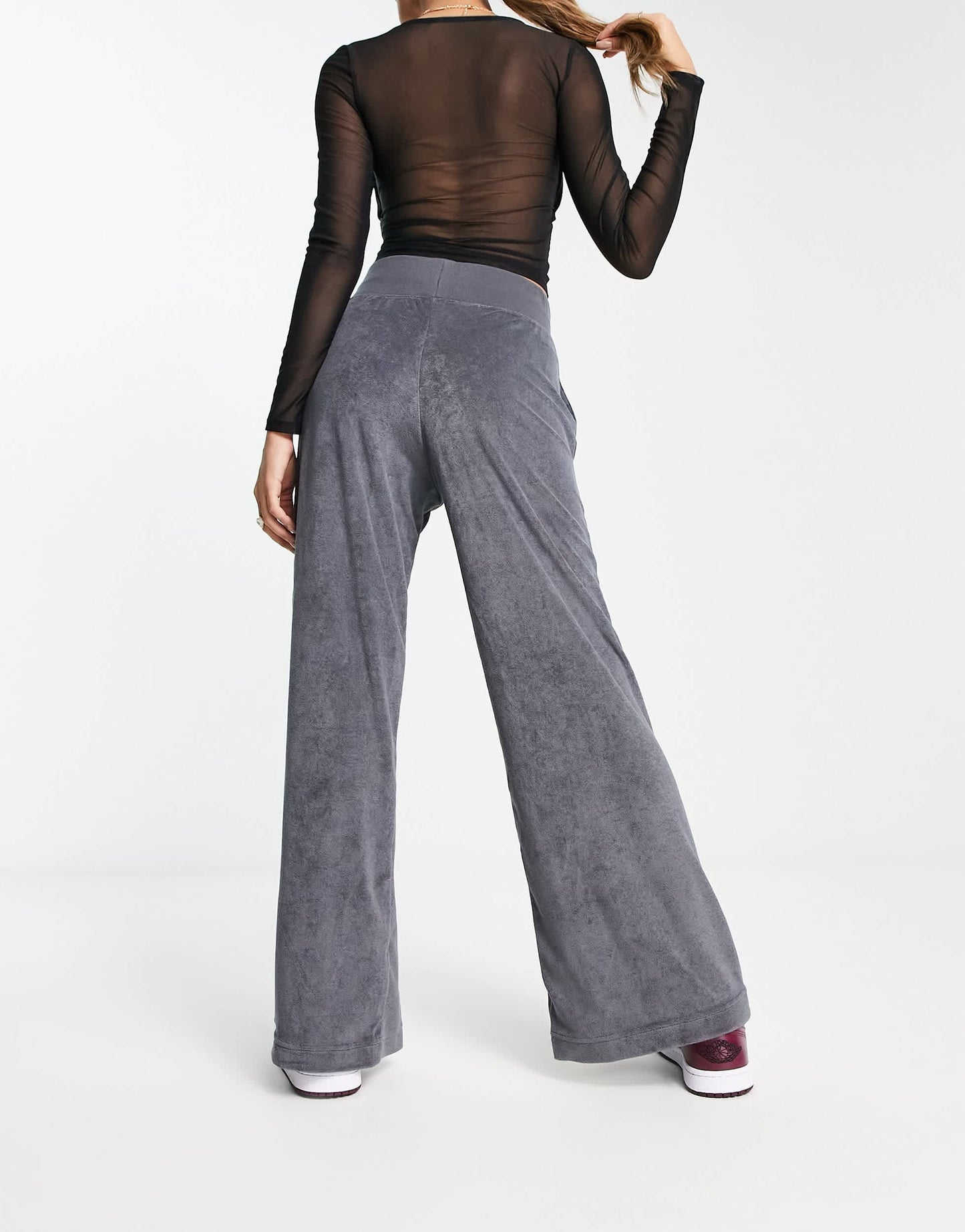 Nike Terry wide leg trousers in grey