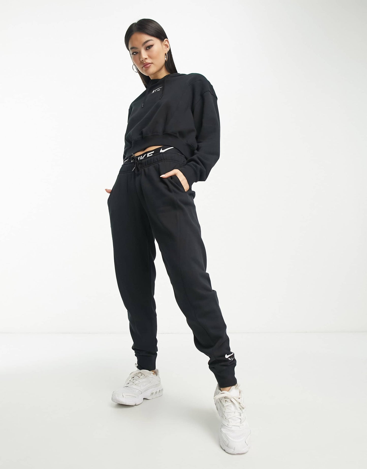 Nike Air crop fleece hoodie in black