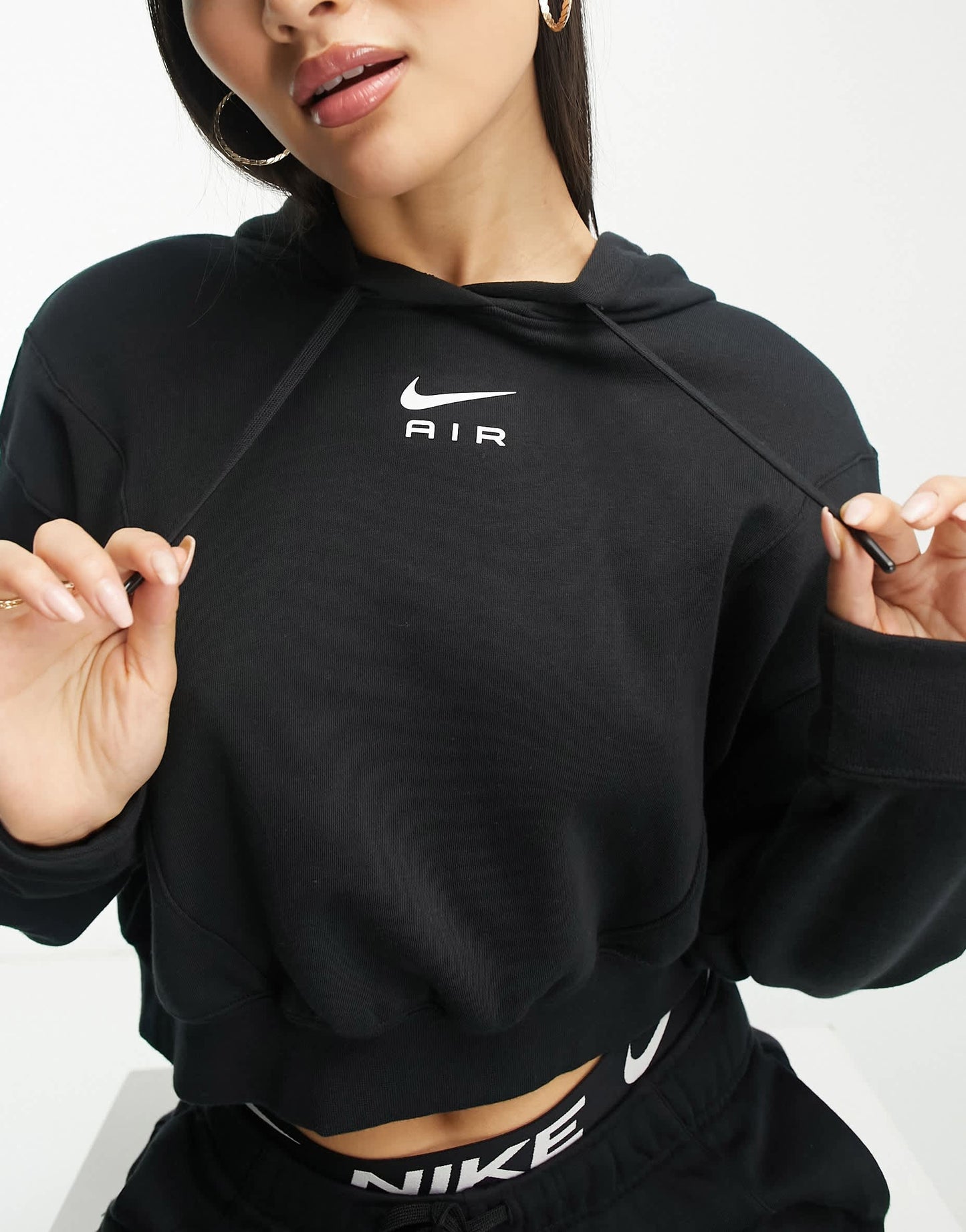 Nike Air crop fleece hoodie in black