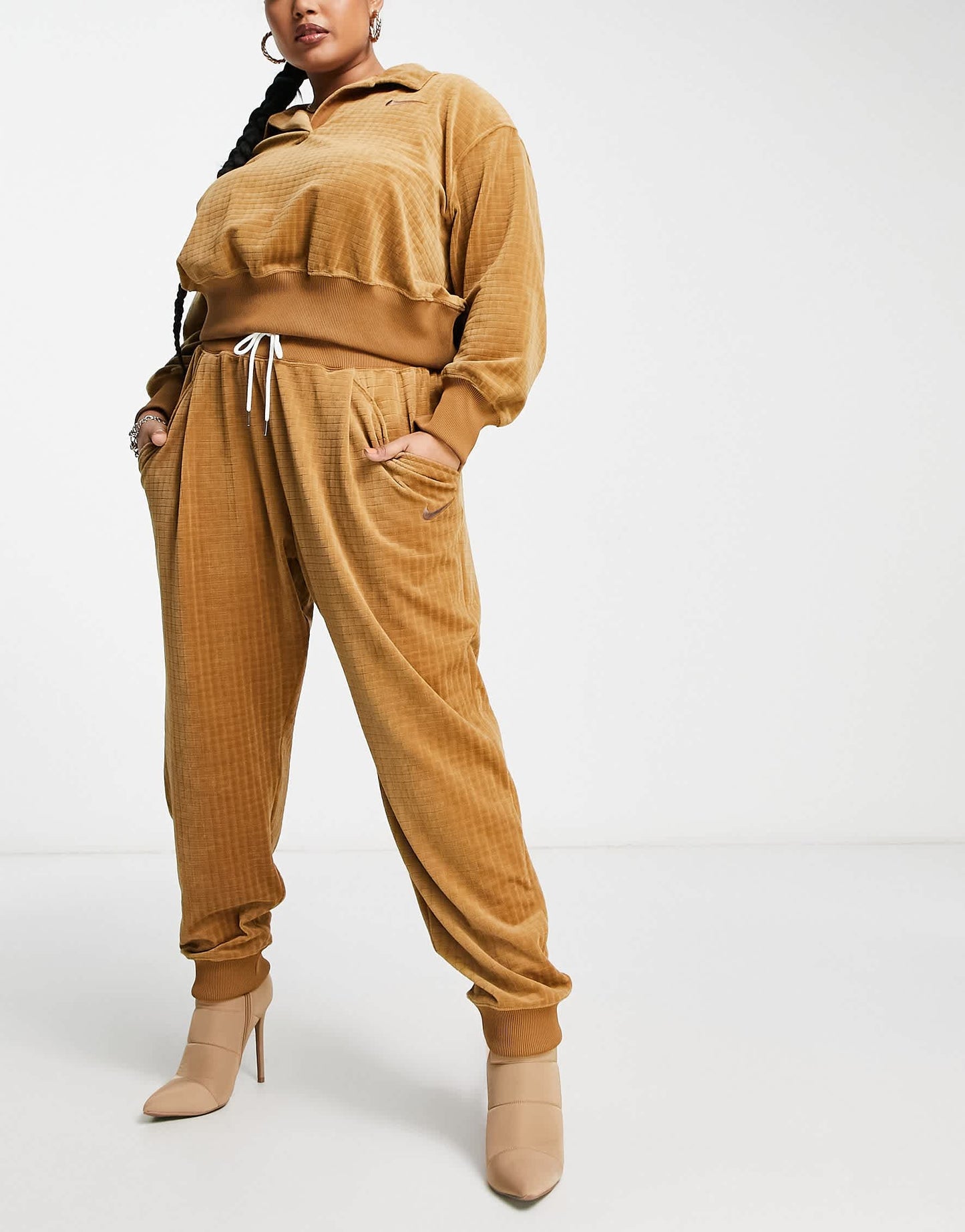 Nike Plus velour joggers in brown