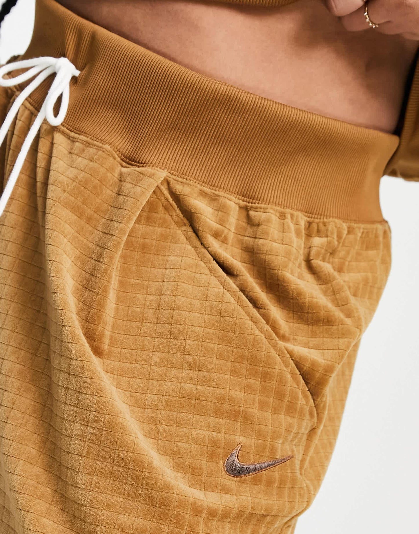 Nike Plus velour joggers in brown