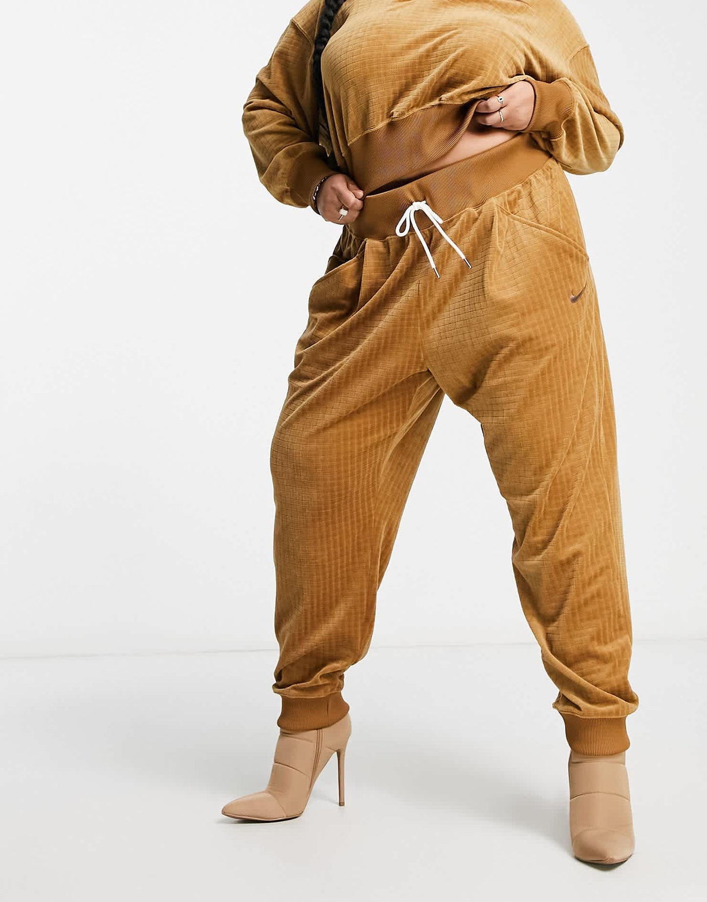 Nike Plus velour joggers in brown