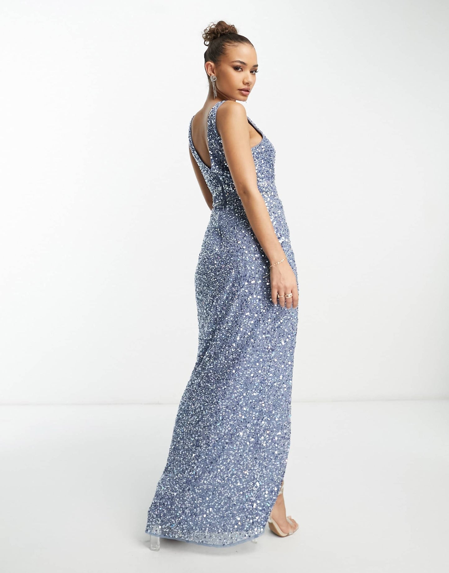 Beauut Bridesmaid wrap maxi dress in dark blue