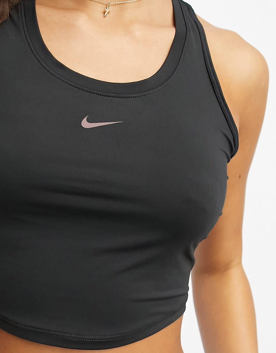 Nike One Training novelty Dri-FIT lace back tank top in black