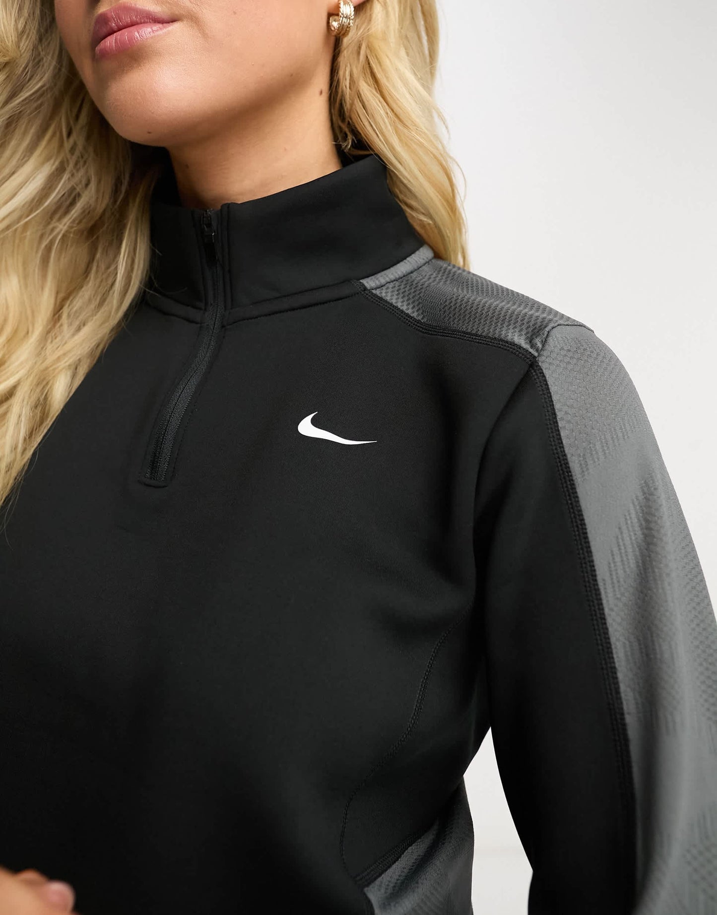 Nike Pro Femme Training Dri-FIT 1/4 zip long sleeve top in black