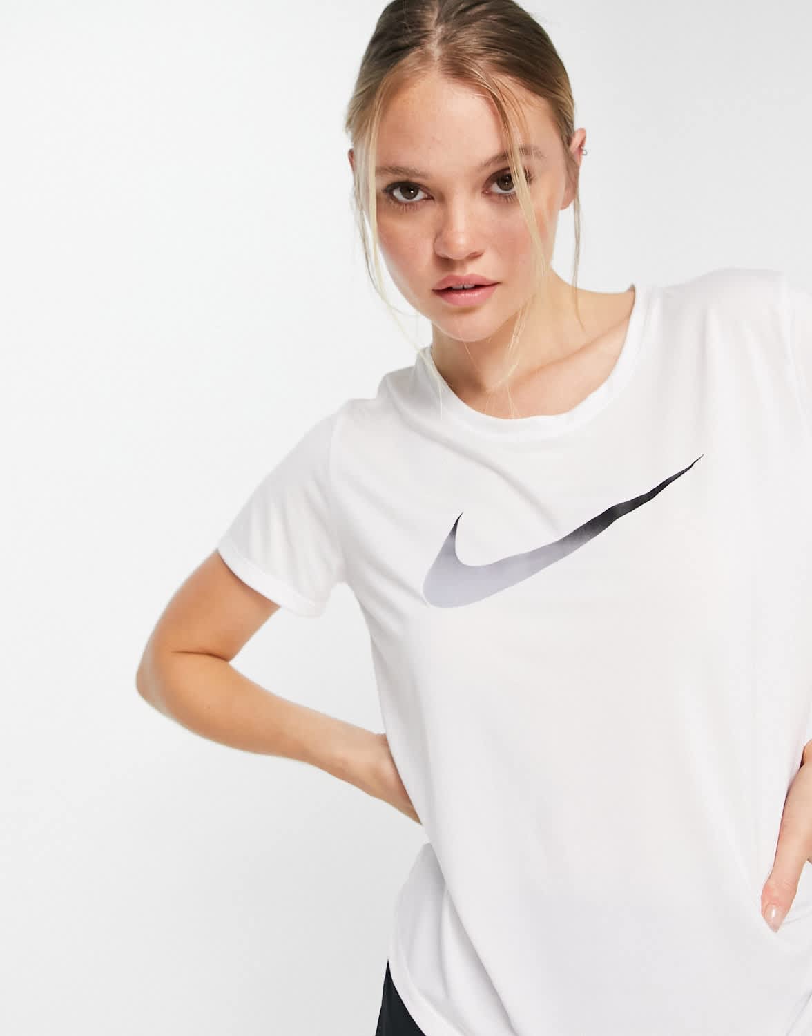 Nike Running Swoosh logo t-shirt in white