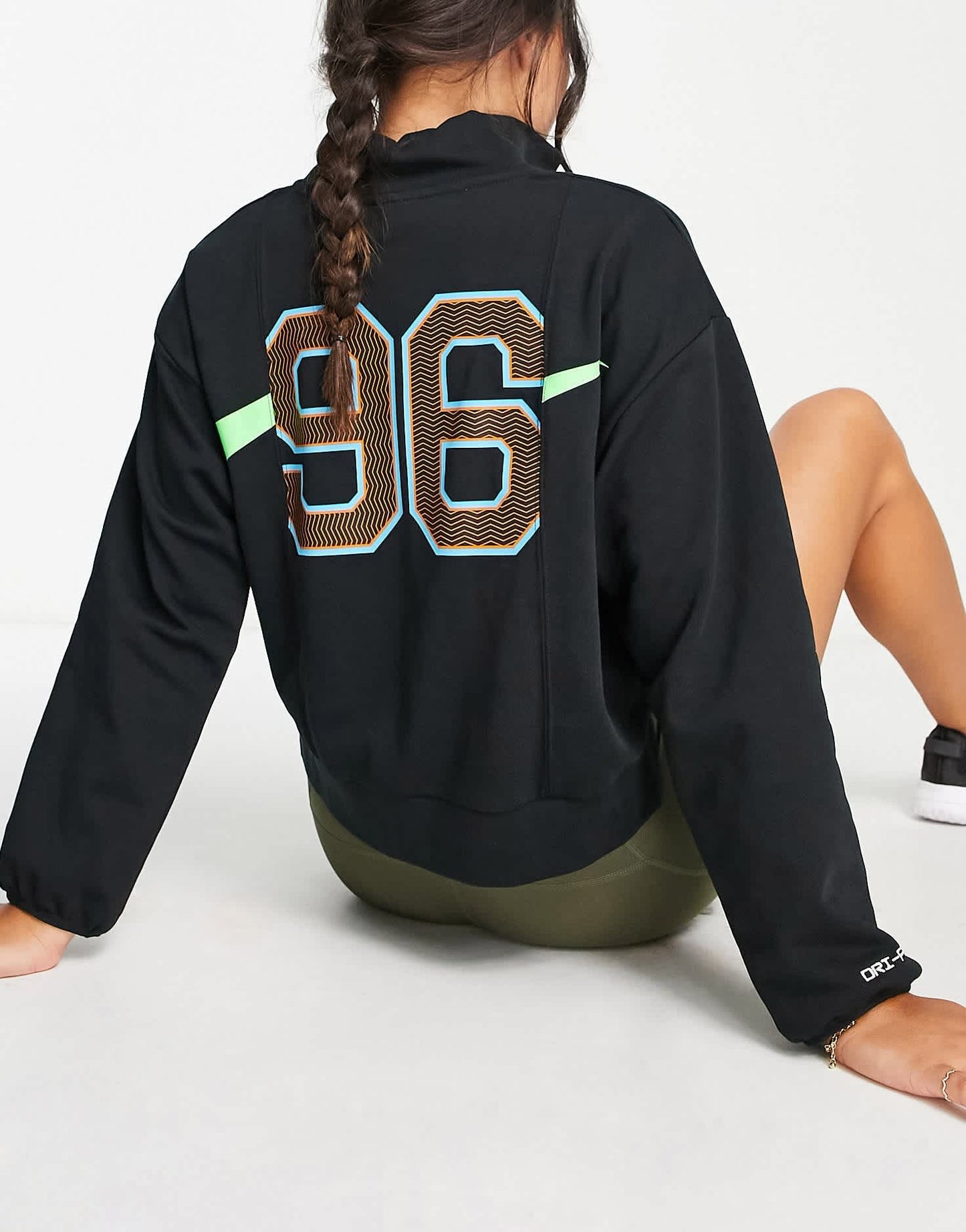 Nike Basketball Swoosh 1/4 zip sweatshirt with back print in black