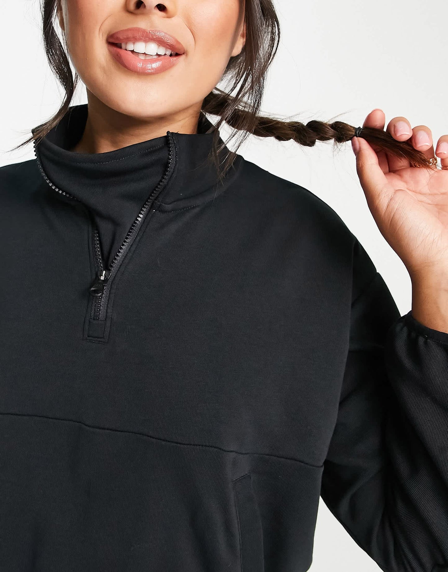 Nike Basketball Swoosh 1/4 zip sweatshirt with back print in black