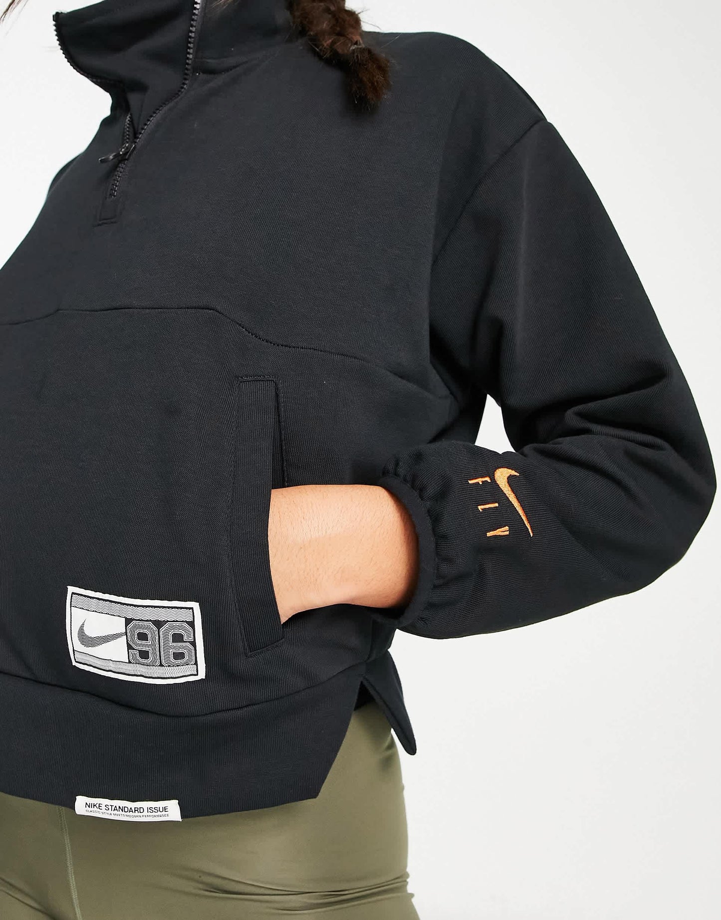 Nike Basketball Swoosh 1/4 zip sweatshirt with back print in black