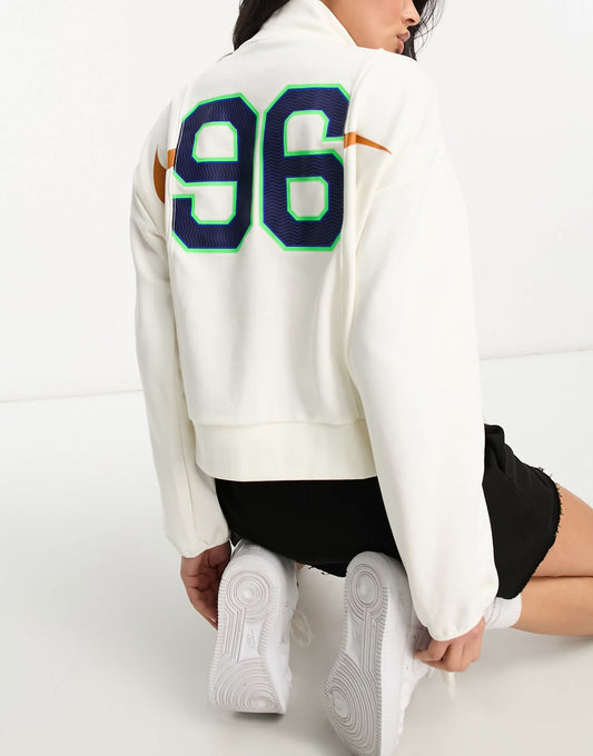 Nike Basketball Swoosh 1/4 zip sweatshirt with back print in white