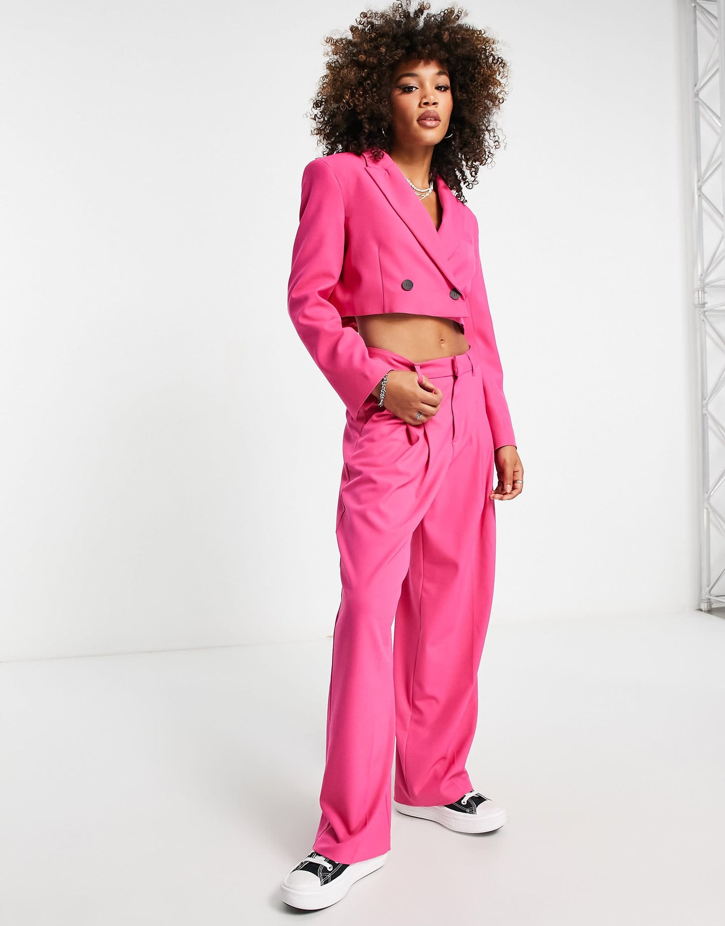 Bershka high waist trouser in pink