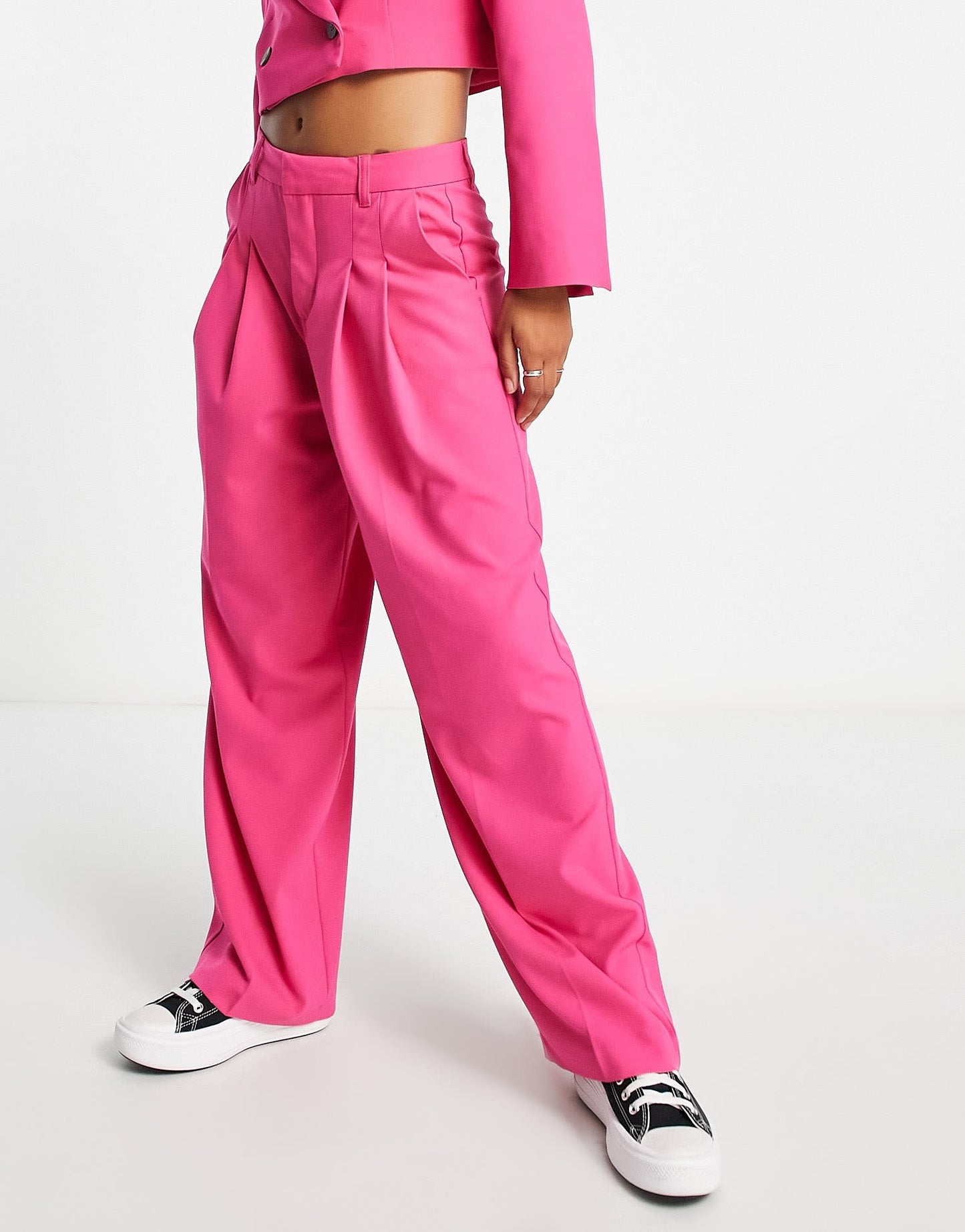 Bershka high waist trouser in pink
