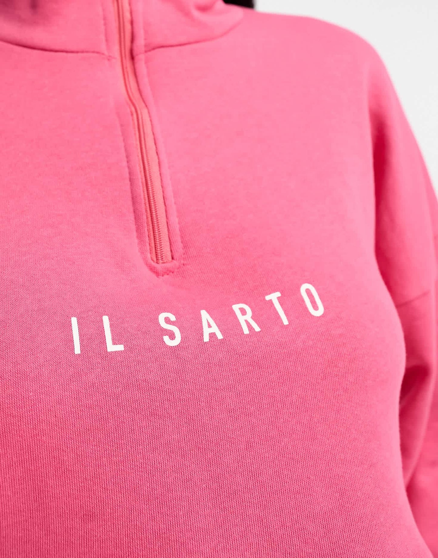 Il Sarto cropped half zip sweatshirt in pink