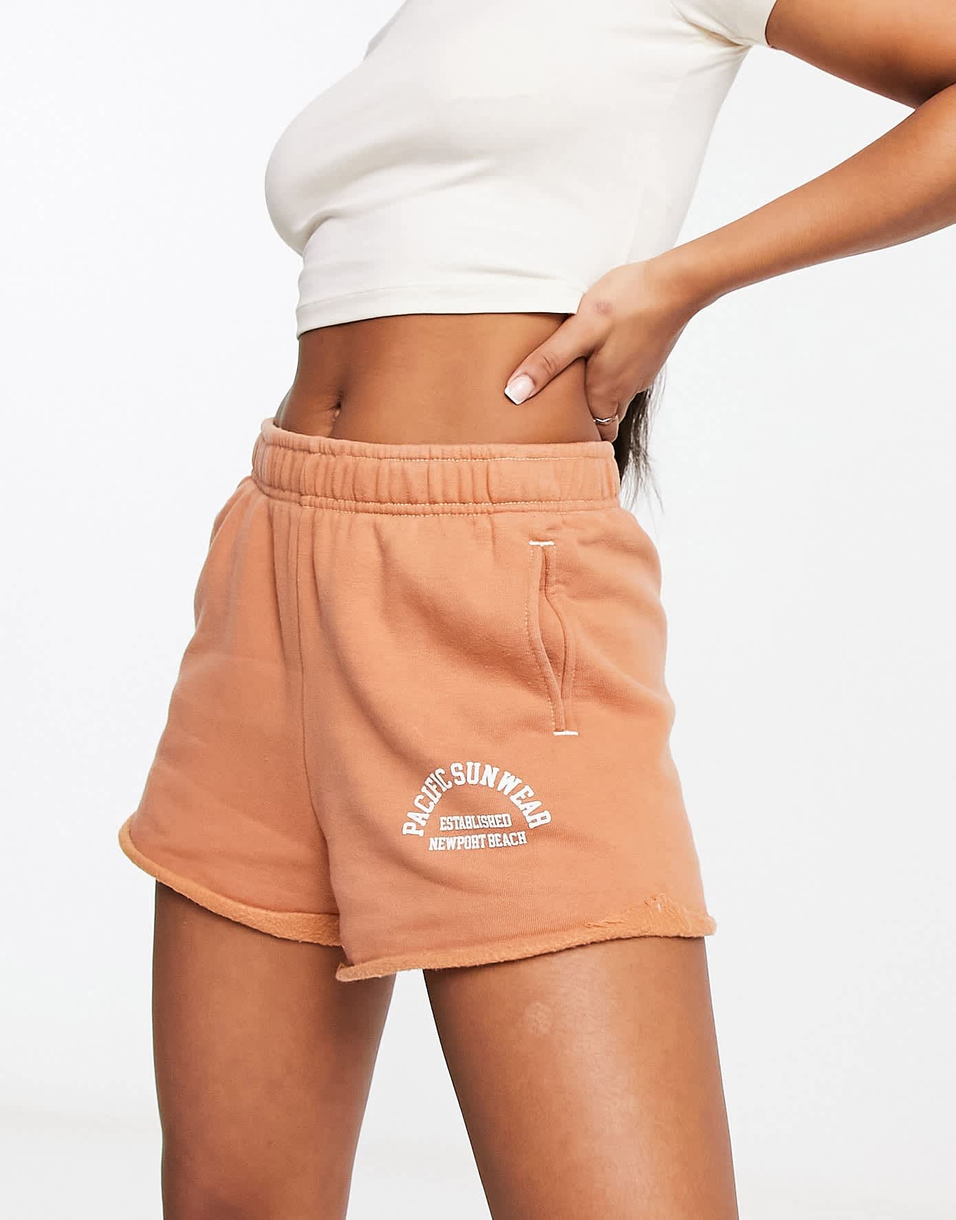 Pacsun easy shorts with varsity logo in brown