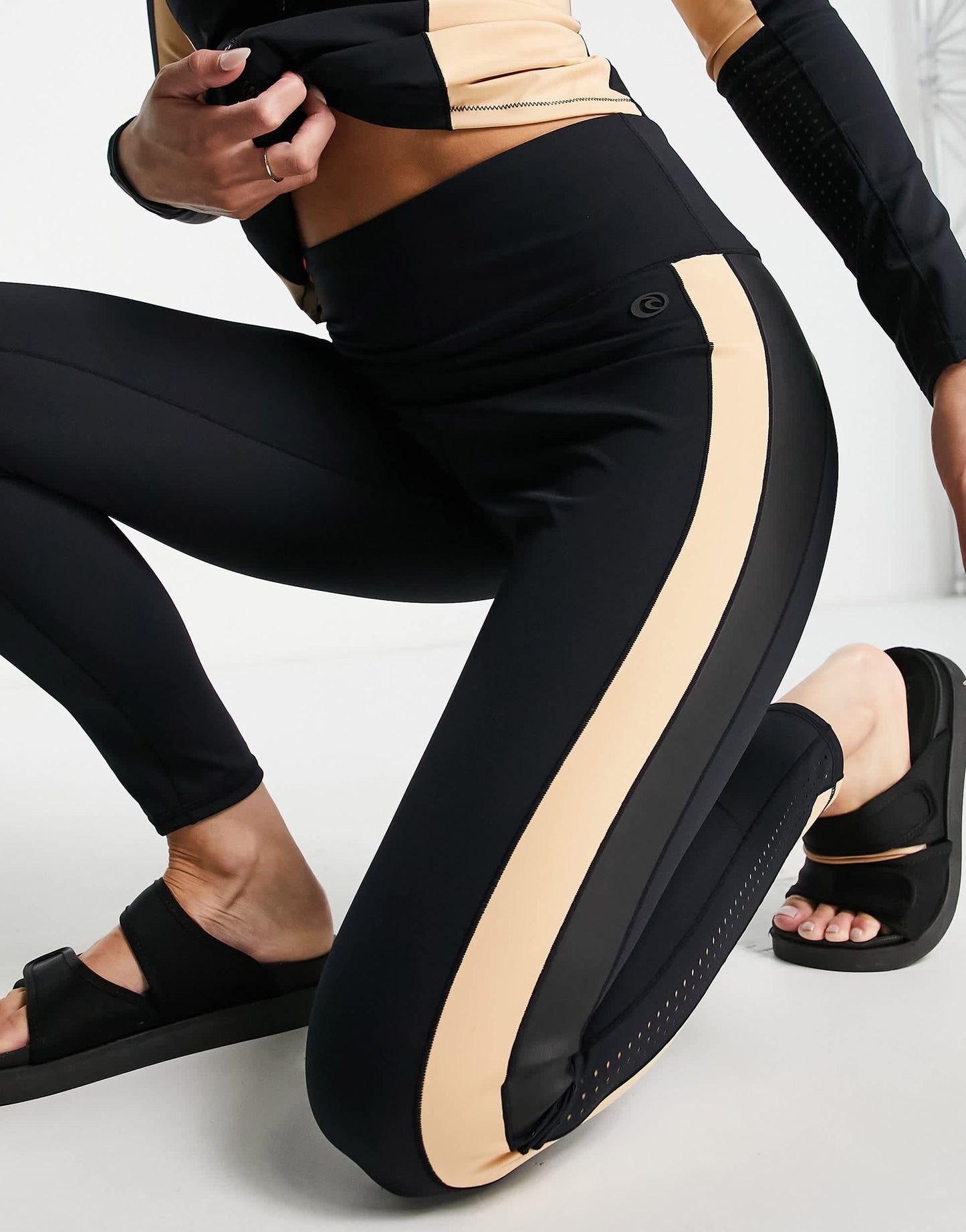 Rip Curl mirage ultimate uv surf legging in black and beige