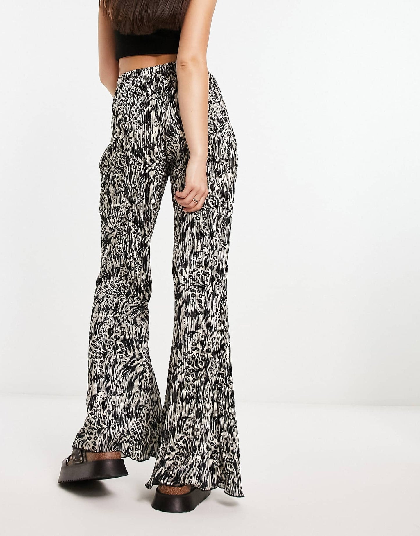 Urban Threads plisse trousers in abstract animal print